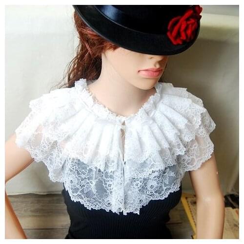 Quality Styles handmade white Princess collar lace Chiffon Sample Collar beaded Bib False Collar Fake Half Shirt