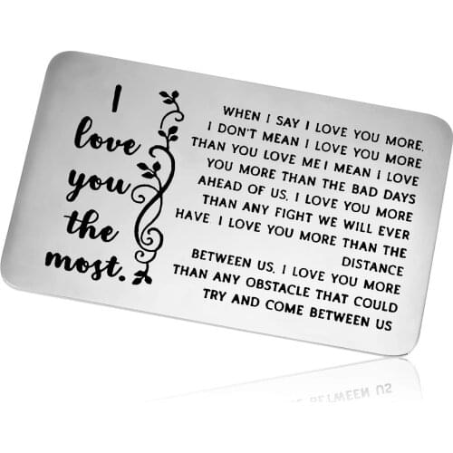Anniversary Card Gifts for Boyfriend Husband Engraved Card Metal Wallet Card Insert for Men from Girlfriend Wife DIY Custom