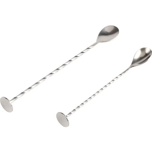 High Quality Stainless Steel Cocktail Bar Spiral Pattern Drink Shaker Muddler Stirrer Twisted Mixing Spoon Kitchen Tableware