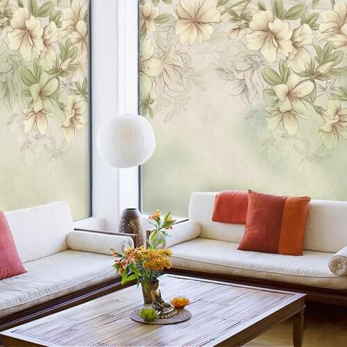 Frosted window paper window flower sticker glass film balcony window static sunscreen film garden