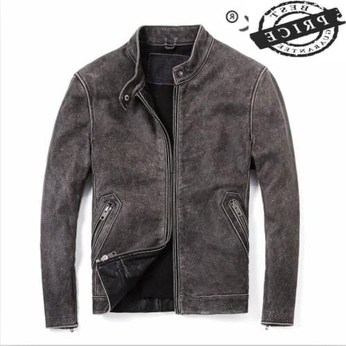 100% Genuine Leather Jacket Men Autumn Winter Men Jacket 2021 Streetwear Motorcycle Fit Natural Real Cow Leather Coat a0a