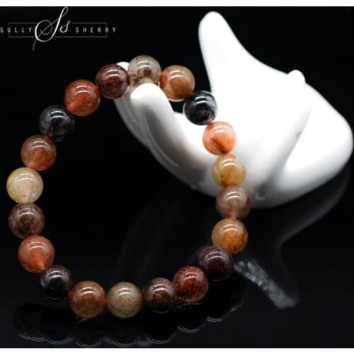 Natural Multicolor Hair Rutile Quartz Chakra Bracelet Round Loose Beads 10mm