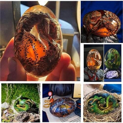 New Transparent Kawaii Lava Dragon Egg Cute Fire Dragon Wyvern Embryo Easter Stuff TV Show Figures Sculptures