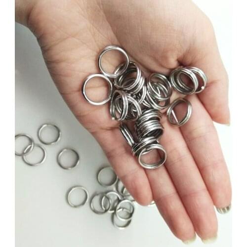 OLOEY 50pcs/bag Stainless Steel Fishing Ring Split Clip Swivel Double Loop Quick Change Hook Connector carp fishing Tools