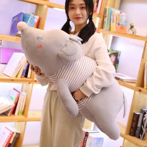 60-100cm Lovely Soft Lying Mouse Long Pillows Cute Staffed Animal Rat Mouse Plush Toys for Children Kids Girl Sleeping Doll Gift