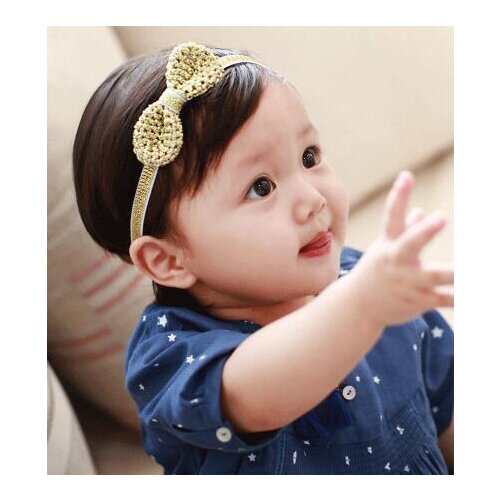 1 PC Lovely Hair bands Gold/Silver Bowknot Headband Fashion Girl Headwear Bow Elastic Knot Headbands Hair Accessories