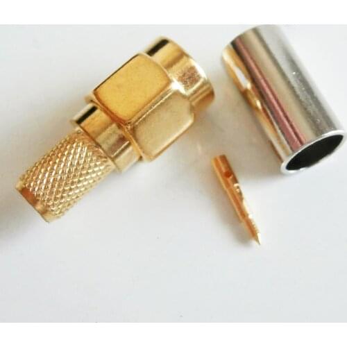 50X Pcs High-quality RF Connector Socket SMA Male Crimp for LMR195 RG58 RG142 RG223 RG400 Cable Plug