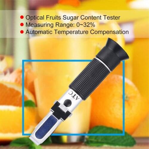 Refractometer Lightweight Portable 0~32% Automatic Temperature Compensation Sugar Test Meter Handheld Water Refractometer Tools