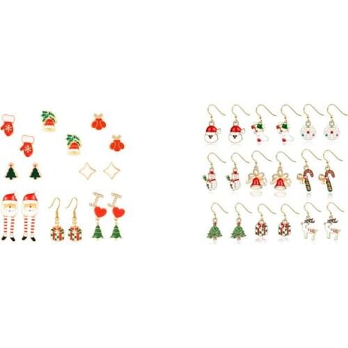 Christmas Earrings Jewelry Set for Women Girls Xmax Snowflake Snowman Moon Santa Christmas Tree Wreath Earrings Kit