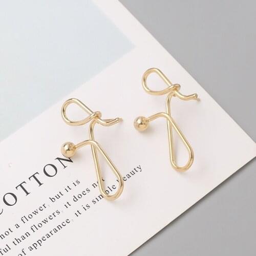 Fashion Irregular Bowknot Musical Notes Drop Earring for Women Smooth Simple Gold Color Creative Hollow Geometric Metal Brincos