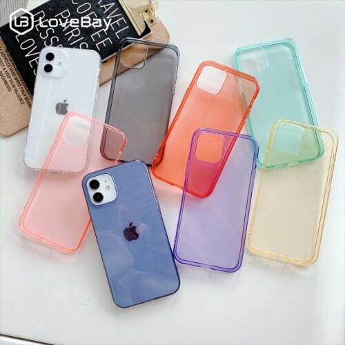 Candy Color Transparent Silicone Phone Case For iPhone 11 12 Mini Pro X XR XS Max 7 8 6 6s Plus SE 2020 Clear Plain Soft Cover