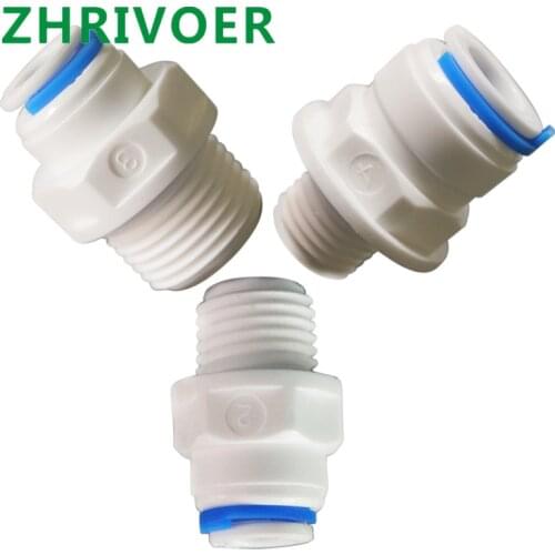 BSP Male Thread Plastic Quick Connector System Water Purifies RO Water Straight Pipe Fitting 1/4 3/8 OD Hose 1/8" 1/4" 1/2" 3/8"
