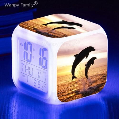 Jaws Shark Alarm Clock 7 Color LED Glowing Digital Alarm Clock For Kids Birthday Gift Multifunction Electronic Watches Clock