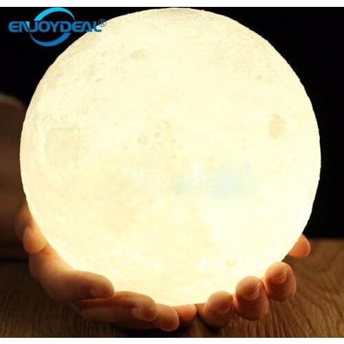 LED Environmental energy saving Light 8-20cm 3D LED Dual Light Color Moonlight Lunar Touch DeskTable Nightlight gift Lamp white