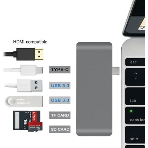 Thunderbolt 2 USB C Hub HDMI-compatible with PD TF SD Card Reader 3.0 Hub USB C Dock for Macbook pro/Air USB-C