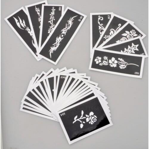 Latest Template Wholesale 1000pc/lot Temporary Glitter Tattoo Stencil For Flash Body Paint-Mixed Design Airbrush Tattoo Stencil