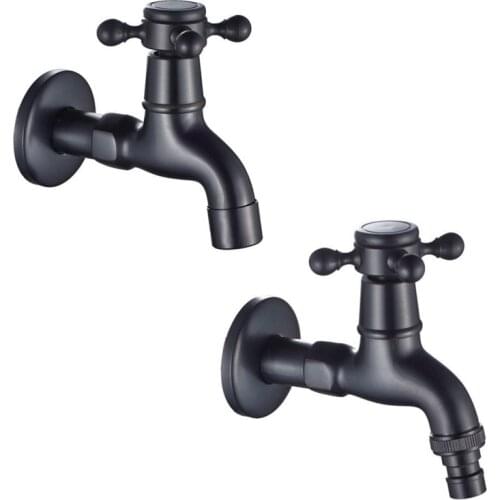 G1 / 2 Black Vintage Brushed Outdoor Wall Mount Faucet Mop Pool Bibcock Tap Single Cold Sink Water Taps Waching Machine Faucet
