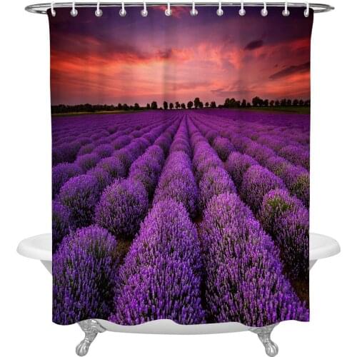 Waterproof Shower Curtains Purple Lavender Flower Field Shower Curtain Frabic Polyester Bathroom decor Curtain