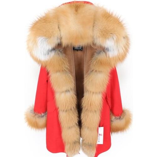 2020 MAOMAO KONG Womens mid-length jacket Chunky parka with real fox fur collar winter casual jacket