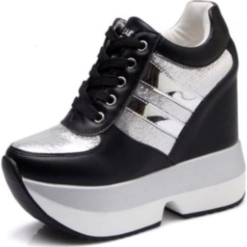 2021 Spring Women High Platform Shoes Height Increasing Casual Shoes 12 CM Thick Sole Trainers Breathable Shoes Women Sneakers