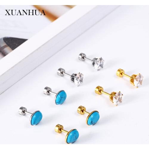 XUANHUA Charm Crystal Stud Earrings For Women Stainless Steel Jewelry Woman Vogue 2019 Fine Jewelry Accessories Bohemian