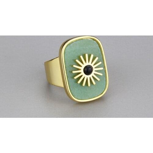 SUNSLL New Design Hot Sale Gold Copper Multi-Color Natural Stone Ring Exquisite Generous Jewelry For Womens Fashion Party Gifts