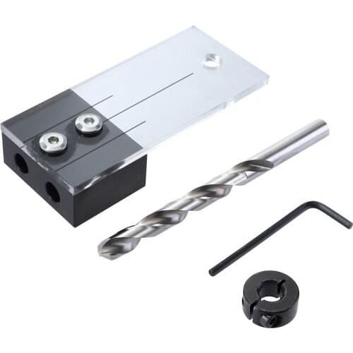 1Pc/Set Pocket Hole Jig Kit Drive Adapter 1/2 '' 3/8 '' Dowel Jig Acrylic Steel for Woodworking Angle Drilling Holes Guide Dowel