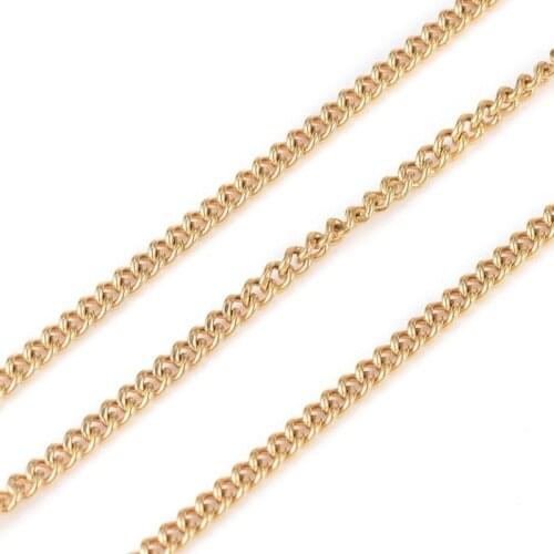 10m/roll Thin 304 Stainless Steel Curb Chain Link Chain Unwelded Golden Color for Jewelry Making DIY Bracelet Necklace