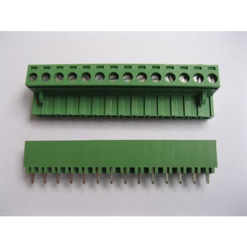 14 pin 5.08mm Pitch Screw Terminal Block Connector Pluggable Type Green 30 pcs
