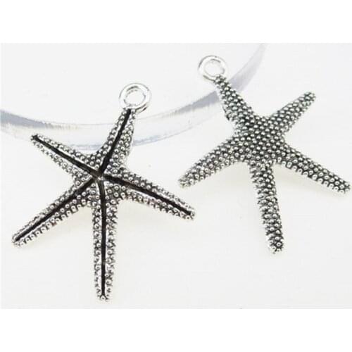 15pcs Antique Silver Metal Starfish Charms Pendants DIY Jewelry Findings Accessories 12983