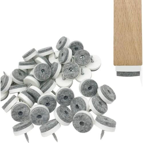 20Pcs Chair Glides Pad with Thick Felt Pads Furniture Glide Screw Round Floor Protector For Wooden Table Desk Leg Sofa Feet