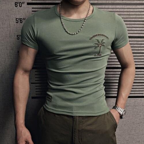 2021 New style Brand clothing Mens summer short sleeve embroidery T-shirts/Male slim fit Round collar leisure T-shirts S-3XL