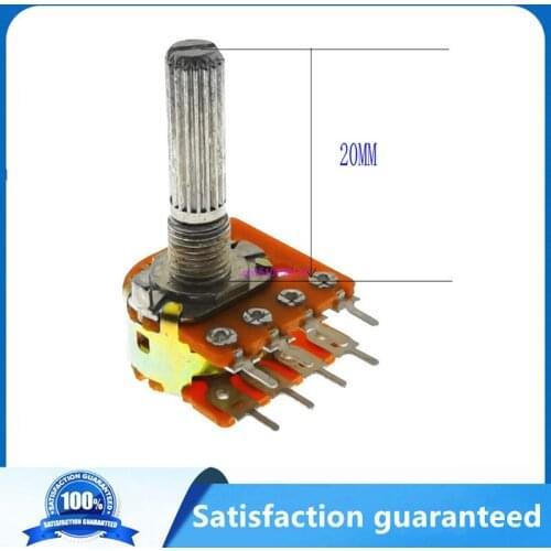 1PCS WH148 50KBX2 100KBX2 20MM 16 type sound volume potentiometer double 8 feet with center tap B50K B100K 50K 100K RH2702