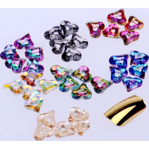50pcs/pack 8-10mm Round Heart Shape Angle Rings Glass Hollow crystal Cabochom Jewelry Nail Art DIY Garments Dress Decoration