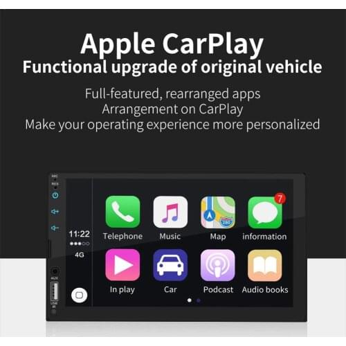 7 Inch Apple Carplay Car Bluetooth MP5 Player Touch Screen Car FM Radios Stereo AUX RCA Audio Fit Android / IOS Image Connection