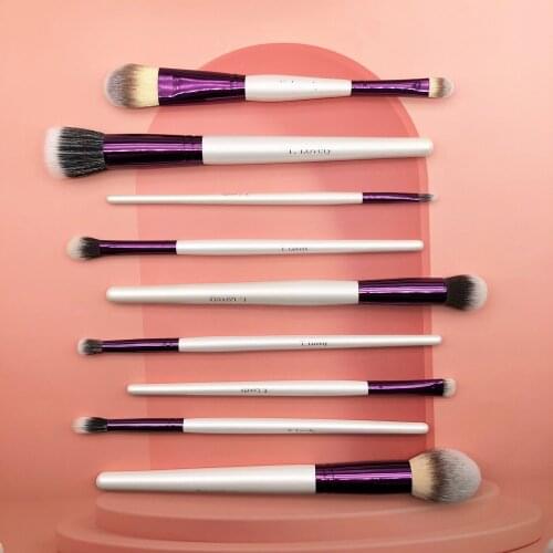 YLovely 9pcs Super Soft Synthetic Hair White Wooden Handle Makeup Brush Set
