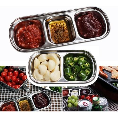 Outdoor Barbecue Small Sauce Dish Household Hotel Tableware Stainless Steel Flavor Plate Soy Sauce Seasoning Vinegar Tool