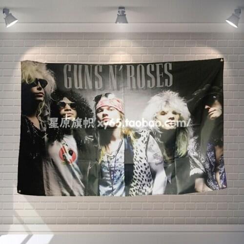 "GUNS N ROSES" 56X36 inches large banner retro rock band logo poster cloth painting Bar Cafes hostel home decor