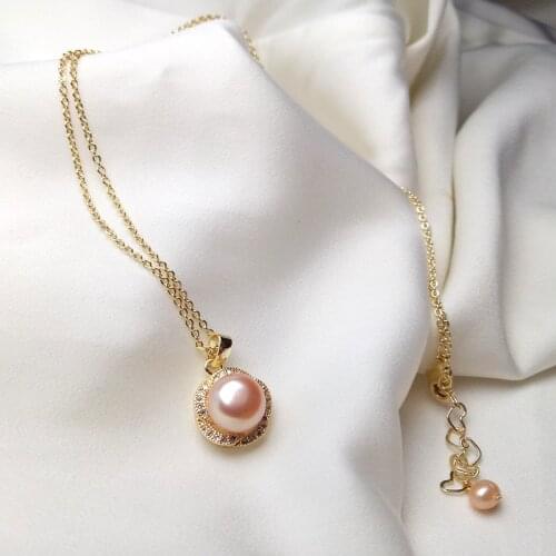 DAIMI Micro-inlaid Rhinestone Freshwater Pearl Necklace Female Simple Niche Design Sense Temperament Versatile Clavicle Chain Ne