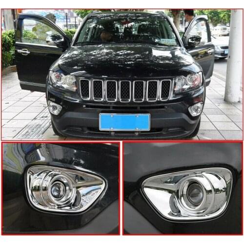 For Silver fog on the front chrome lampshade flashing lights Bisel backstage jeep 2011-2014