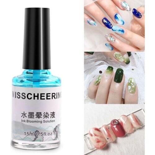 ELECOOL 15ML Watercolor Ink Lquid Gradient Nail Smudge Nail Polish Blooming Gel Varnish Manicure Decor Nail Art Salon Set TSLM1