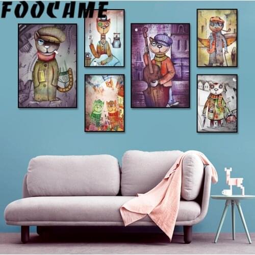 Fantasy Cat Dream Boat Stars Fairy Vintage Poster Wall Art Canvas Print Kids Abstract Painting Baby Nursery Room Decor Pictures