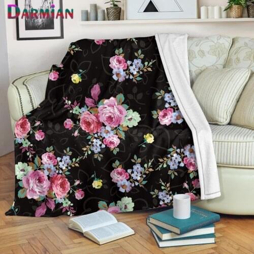 DARMIAN Vintage Floral Design Fleece Blanket Summer Air Conditioning Thin Quilt Soft Bed Home Decor Sofa Throw Blanket for Women