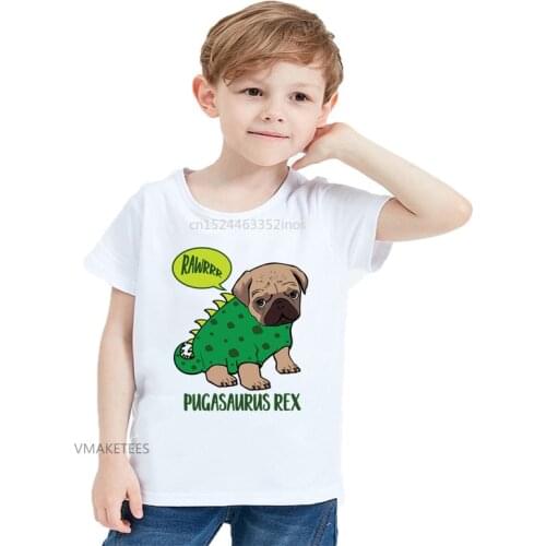 Girls & Boys T shirts Children Pugasaurus Rex Cute Pug Dinosaur T Rex Halloween Costume T-shirt Baby Kids Funny Clothes