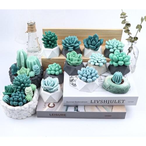 17 Styles Succulent Plants Silicone Candle Mold Eucalyptus Decorating Tools Wax 3D DIY Handmade Plaster Aromatherapy Artwork