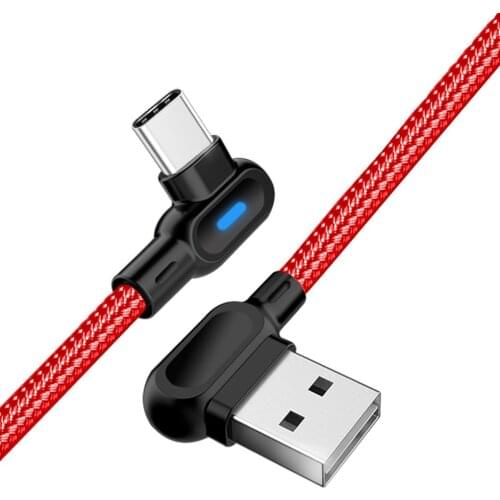 90 Degree Fast Charging Cable Double Elbow Data Cord for Android Phone USB Tpye-C Interface For Xiaomi Samsung Huawei Cellphone