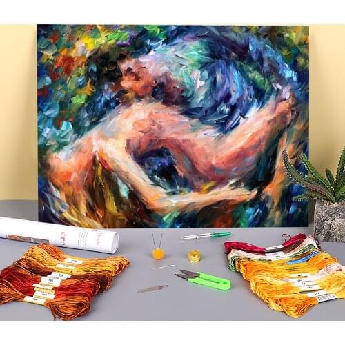 Oil Painting Style Passion Pre-Printed 11CT Cross Stitch DIY Embroidery Complete Kit DMC Threads Knitting Needlework Decor