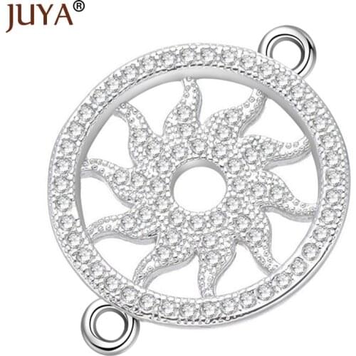 JUYA 18mm Round Linker Connector Fashion Metal Copper Zircon Charm Pendant For DIY Jewelry Making Handmade Bracelets Accessories