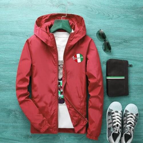 2021 Summer Vespa Battery Car Logo New Mens Bomber Jacket Casual Fashion Outdoor Ultra-Thin Zipper Sports Sunscreen Clothing