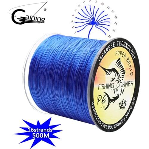 PE Braid Line 500M 16 Strands Braided Fishing Line Multicolor Super Power Japan Multifilament Saltwater/Freshwater
